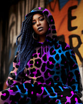 Women's Big Size Colorful Leopard Hoodies and Sweatpants 2-Piece Set